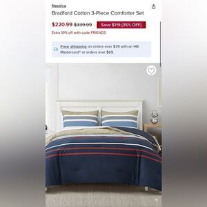 Nautica
Bradford Cotton 3-Piece comforter Set. NEW💎